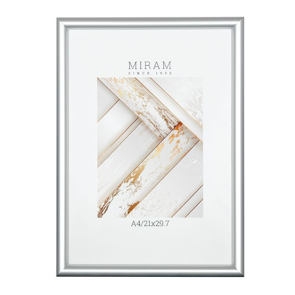 Фоторамка 21*29,7 пластик, багет 14мм, серебро, вставка пластик 642021-А4 МИРАМ