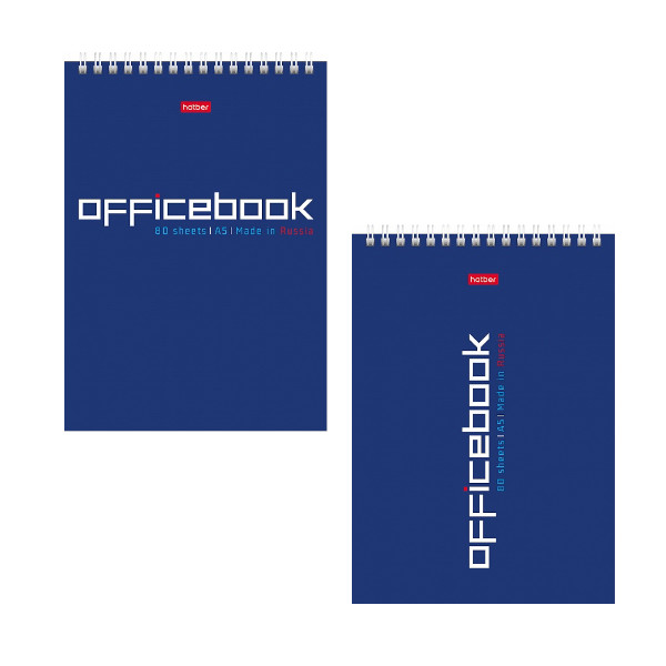 Блокнот А5 80л "Office Book" клетка, гребень, мягк.обл., картон, ассорти 80Б5В1гр Hatber