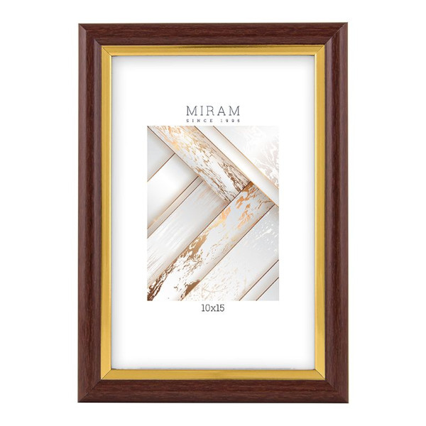 Фоторамка 10*15 пластик, багет 14мм, венге, вставка пластик, ножка 636456-4 МИРАМ