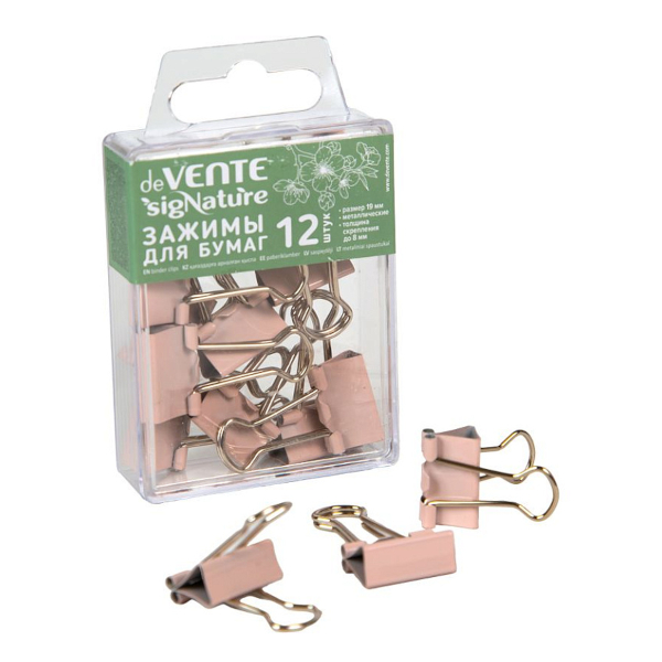 Зажим 19мм пудрово-розовый "sigNATURE" 4131503 (1уп*12шт) deVENTE
