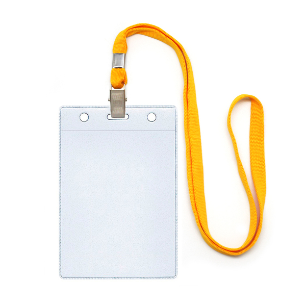 Бейдж 87*120мм вертикал., зажим/шнурок желтый, пластик, прозрач. 1065.ГК-112 ДПС (1шт)