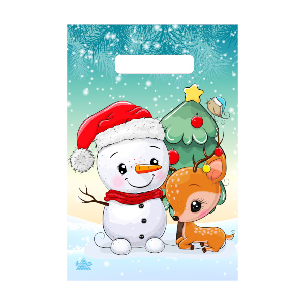 Пакет полиэтиленовый 30*20см "Милый снеговик" 30мкм, вырубная ручка н00223903 ТикоПластик 