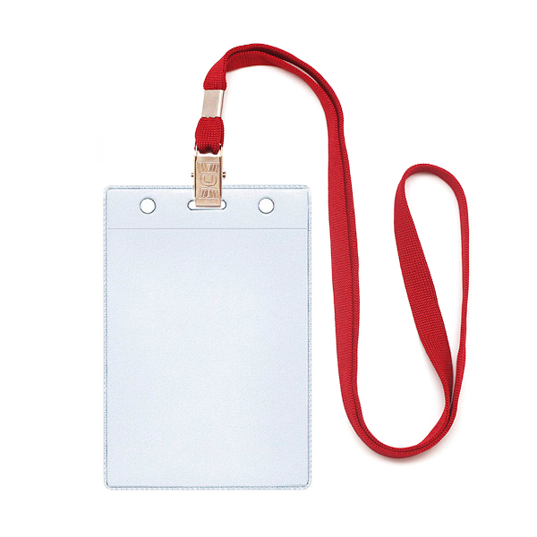 Бейдж 87*120мм вертикал., зажим/шнурок красный, пластик, прозрач. 1065.ВК-102 ДПС (1шт)