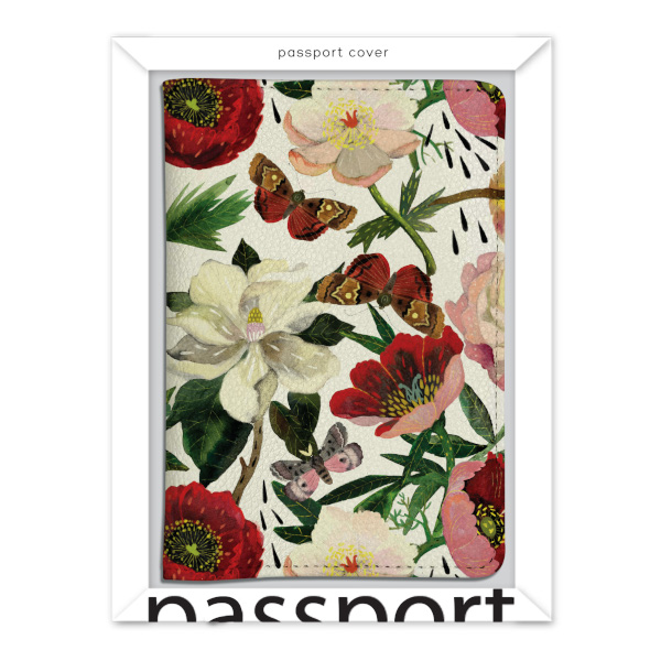 Обложка для паспорта "Flora. Пионы" иск.кожа 3-620/02 Bruno Visconti