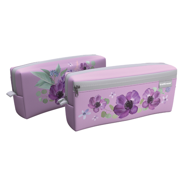 Пенал-косметичка 2 отд., 21*10*5см "Pastel Bloom (Lilac)" КВАДРО, без напол, полиэс 61947 Erich Krause
