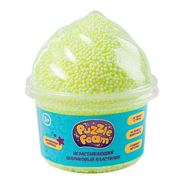Пластилин шариковый Puzzle Foam "Кекс" желтый, пластик.банка FM051