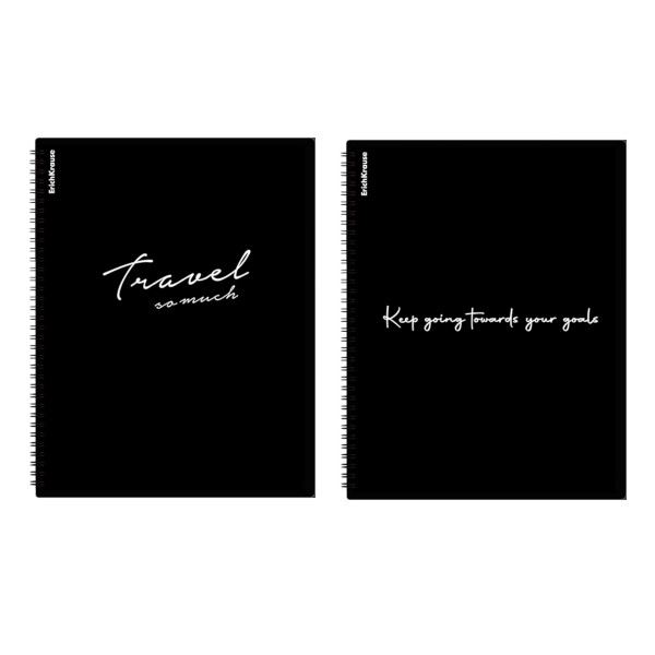 Папка 20 файлов А4, спираль, 10мм, 600мкм, черный ассорти "Classic Words" 59788 Erich Krause