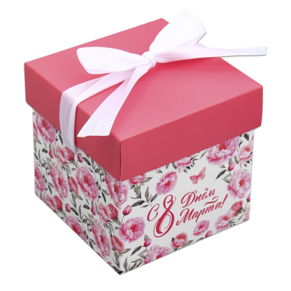 Коробка складная 10*10*10см "С днем 8 марта" 9873774 Дарите Счастье