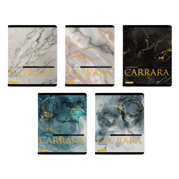 Тетрадь 48л А5+ клетка "Carrara" картон, ассорти 7-48-1326 Bruno Visconti