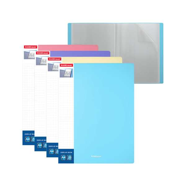 Папка 20 файлов А4, 17мм, 600мкм, карман корешок, ассорти "Diagonal Pastel" 49940 Erich Krause