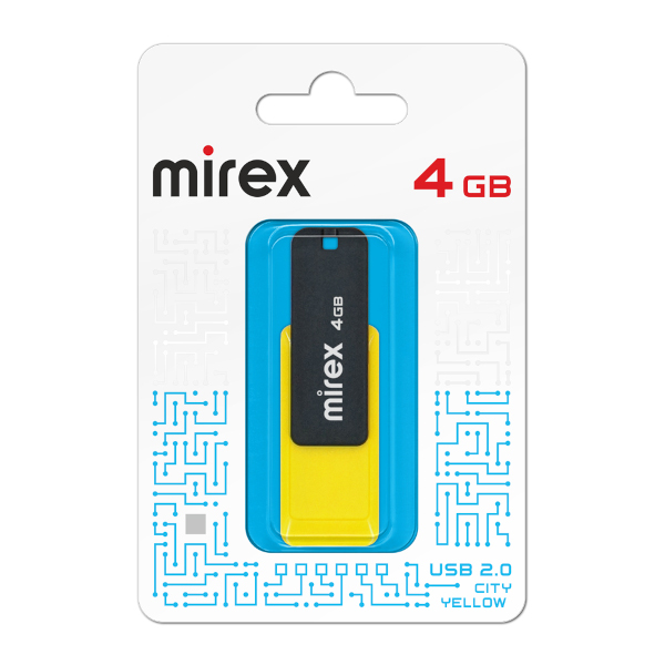 Память Flash Drive 4Gb USB 2.0 Mirex CITY YELLOW 13600-FMUCYL04