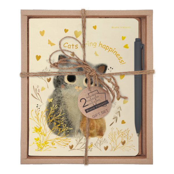 Набор подарочный 48л*2шт А5 клетка/скоба "Котики приносят счастье" (2 тетр, ручка) 7-48-1271-2/5 BV