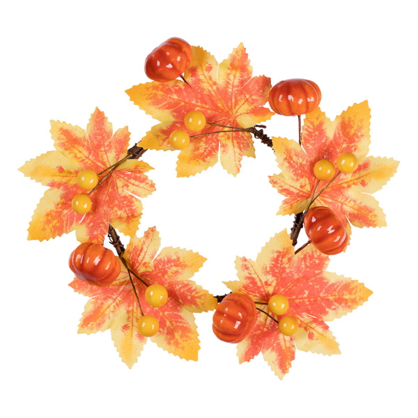 Венок декоративный d-8см, осенний с ягодами и тыквами WDM-04 Blumentag
