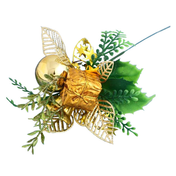 Декор "Зимняя сказка" шарик, подарок, бубенчик, золото 15см 4301768