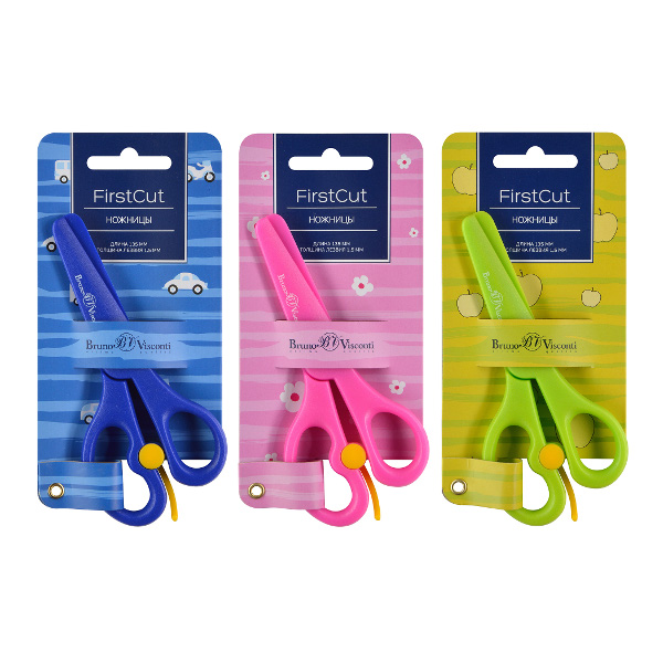 Ножницы 13,5см пластик Bruno Visconti "FirstCut" асимметр., пластик, ассорти 60-0030