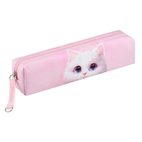 Пенал-косметичка 1 отд., 20*4,5*4см "Белый кот" без напол., микрофибра на ПВХ-осн. 72011 Феникс+