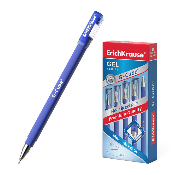 Ручка гелевая 0,5мм, синий, игольч., синий корп. "G-Cube" 46162 Erich Krause