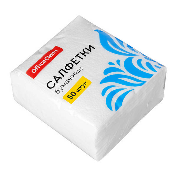 Салфетки OfficeClean 50шт белые (24*24см) 239500