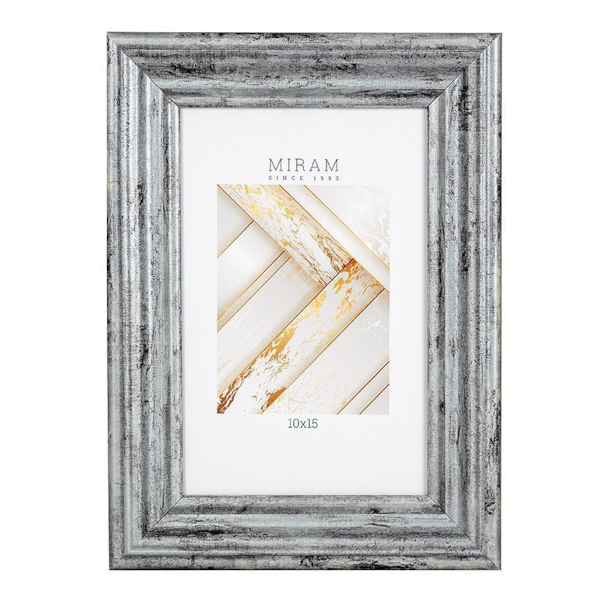 Фоторамка 10*15 пластик, багет 26мм, серебро, вставка пластик, ножка 642623-4 МИРАМ