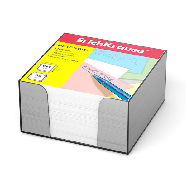 Блок для записей в пласт. боксе Erich Krause 90*90*50мм, белый ЕК2716