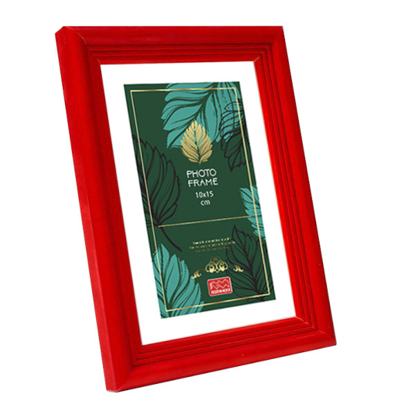 Фоторамка 10*15 дерево, багет 20мм, красный, вставка стекло, ножка С20РС1015крн Полином