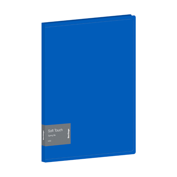 Папка с пружинным скоросшивателем, пластик А4 700мкм "Soft Touch" синий, карман FS4_17981 Berlingo