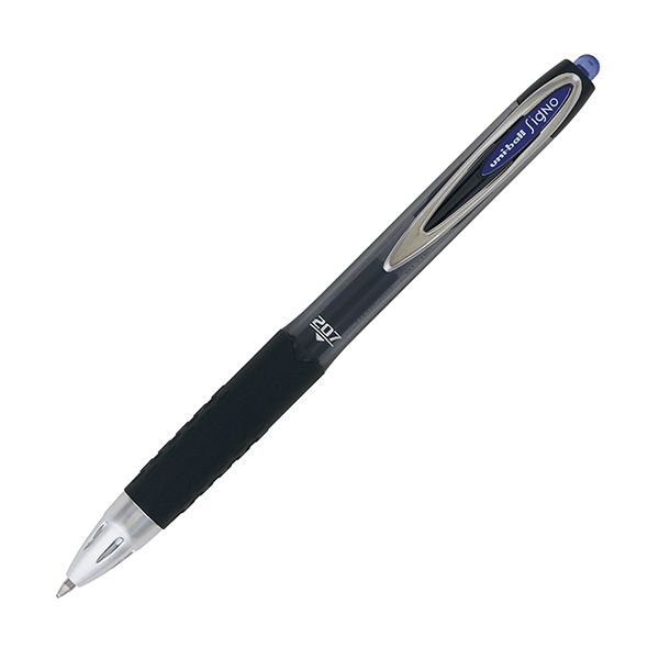 Ручка гелевая автомат. 0,7мм, синий, грип, черн. корп. "Signo" UMN-207 UNI