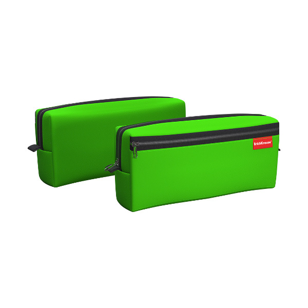 Пенал-косметичка 2 отд., 21*10*5см "Neon. Green" КВАДРО, без напол, полиэстер 49003 Erich Krause