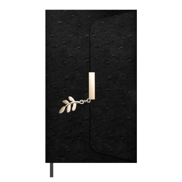 Ежедневник А5 не дат 320стр., Escalada "Страус" тв.обл., иск. кожа, черный 70668