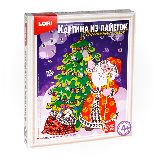 Набор д/творчества Lori "Новогодняя сказка" картина из пайеток, карт.упаковка Ал-040