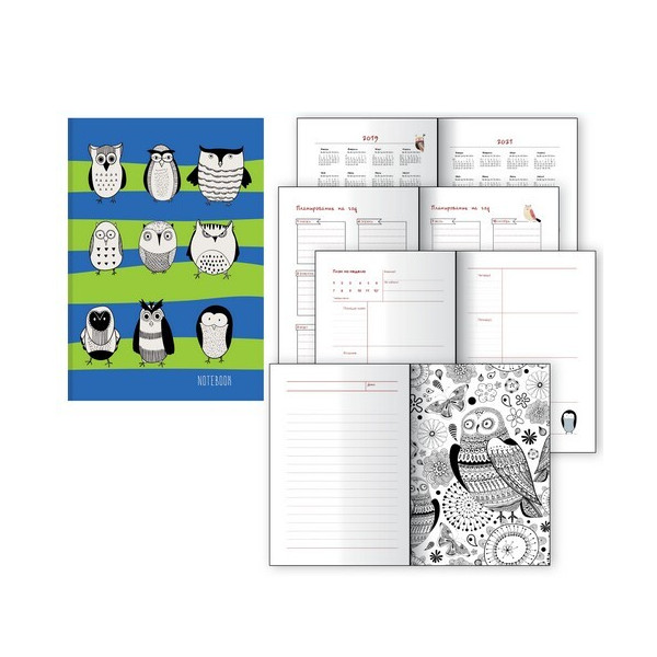 Арт-ежедневник А6+ не дат Paper Art "Всюду совы. Дизайн 1" иск.кож., диз. бл. ЕТИС51912801