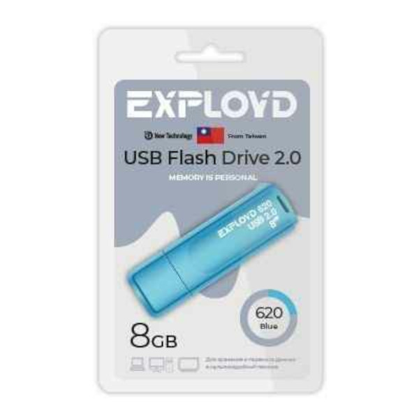 Память Flash Drive 8GB USB 2.0 Exployd 620 синий EX-8GB-620-Blue
