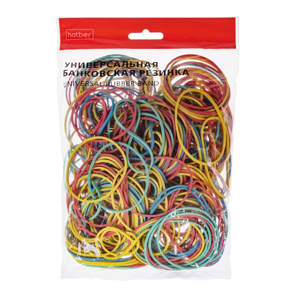 Резинка банковская 50мм, цветн., 200г RB_083971 Hatber