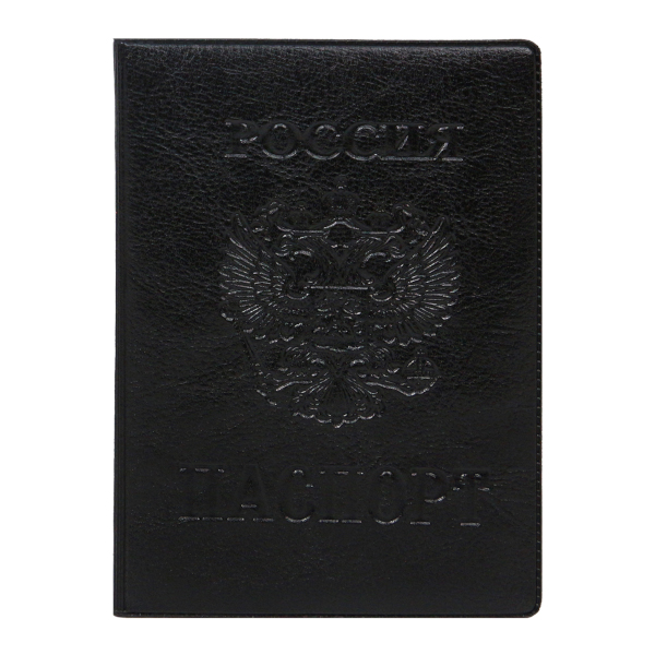 Обложка д/паспорта "Стандарт. Герб" иск. кожа, черный ОП-7701 Миленд