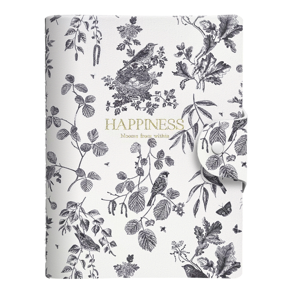 Бизнес-тетрадь 96л А5 клетка/спираль Infolio "Happiness" интегр.обл., l1673/black