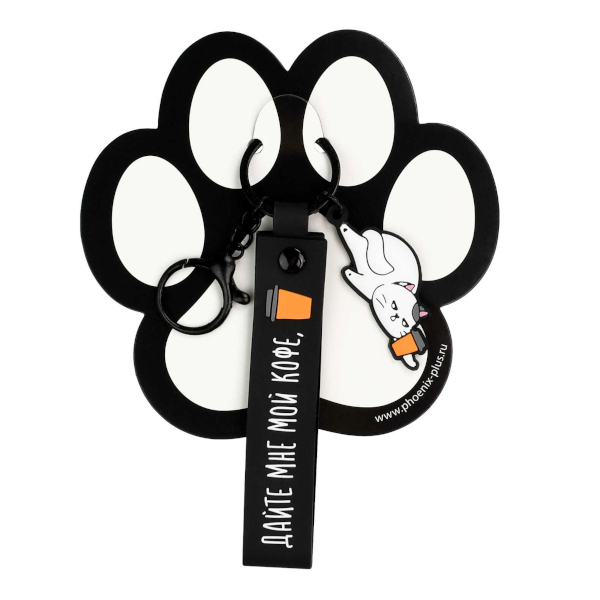 Брелок "Кот" 2,2*13см, ПВХ, кольцо/карабин 71195 Феникс+