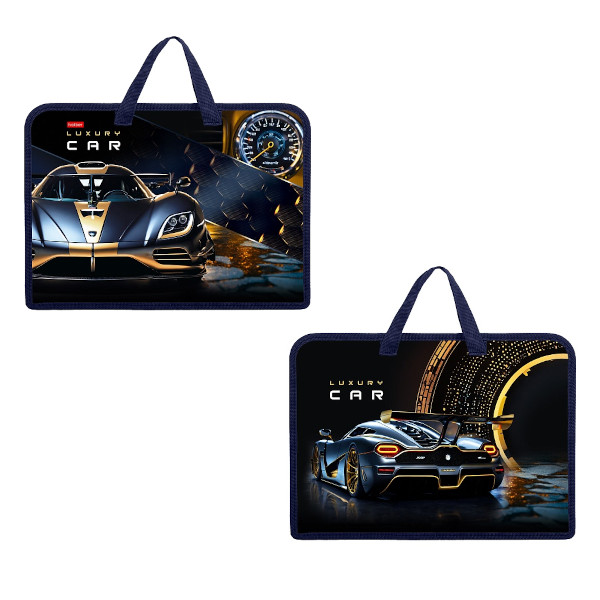 Папка с ручками А4 1отд., пластик, молния "Luxury Car" AMn_08089 Hatber
