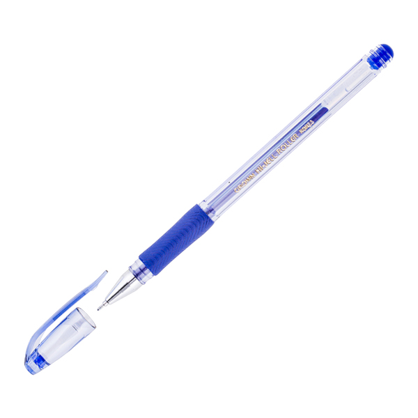 Ручка гелевая 0,7мм, синий, игольч., грип, прозрач. корп. "Hi-Jell. Needle Grip" HJR-500RNB Crown