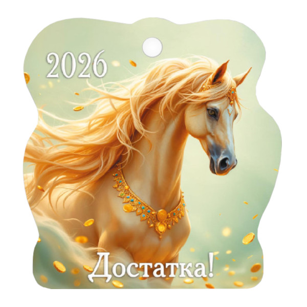 Магнит фигурный "Лошадь. Достатка. 2026" 64*83мм 9735 Квадра