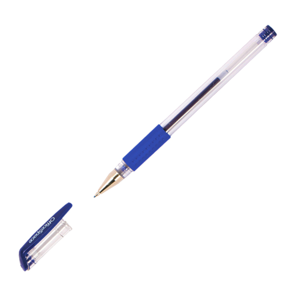 Ручка гелевая 0,5мм, синий, грип, прозрач. корп. GLL10_1329 OfficeSpace