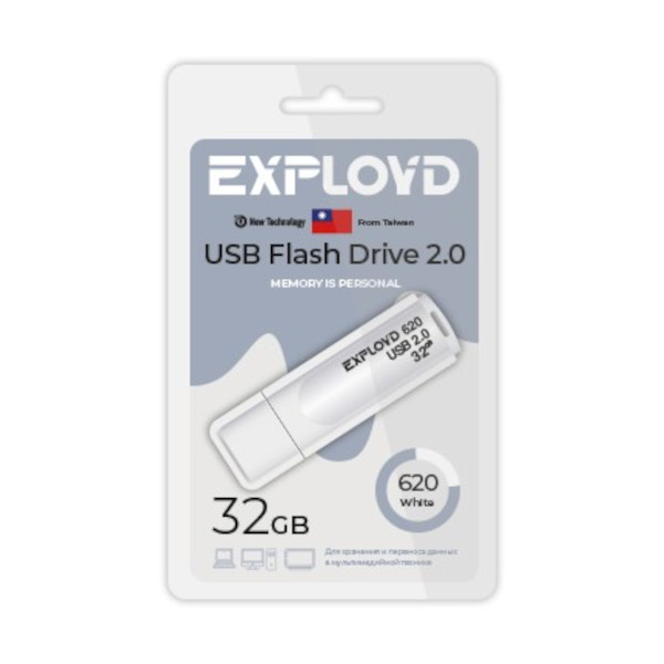 Память Flash Drive 32Gb USB 2.0 Exployd 620 White EX-32GB-620-White