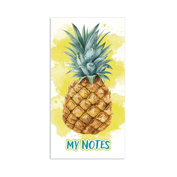 Блокнот 100*190мм 64л "Мои записи. Ананас" линейка, сшивка, мягк.обл., картон, рисунок 48981 Феникс+