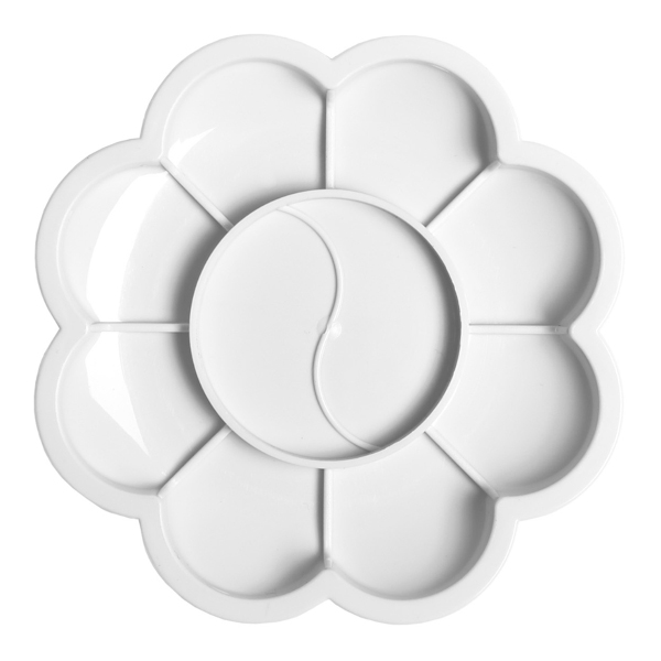 Палитра фигурная 87*87мм, 10 ячеек, пластик, белая "Ромашка" 2305213 Гамма