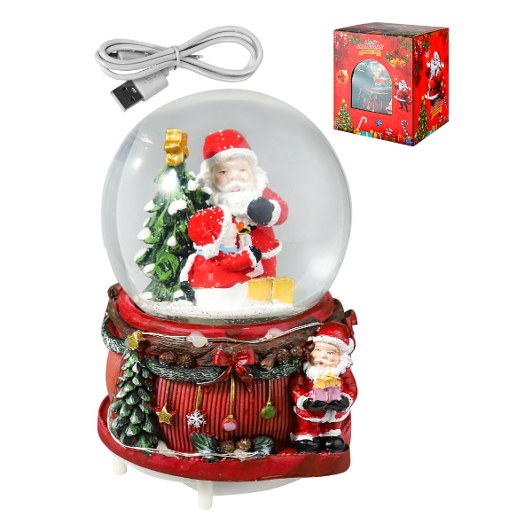 Шар стеклянный "Дед Мороз и снеговик" d-10см, 3*AAA подсвет. СВФ-0014 Миленд