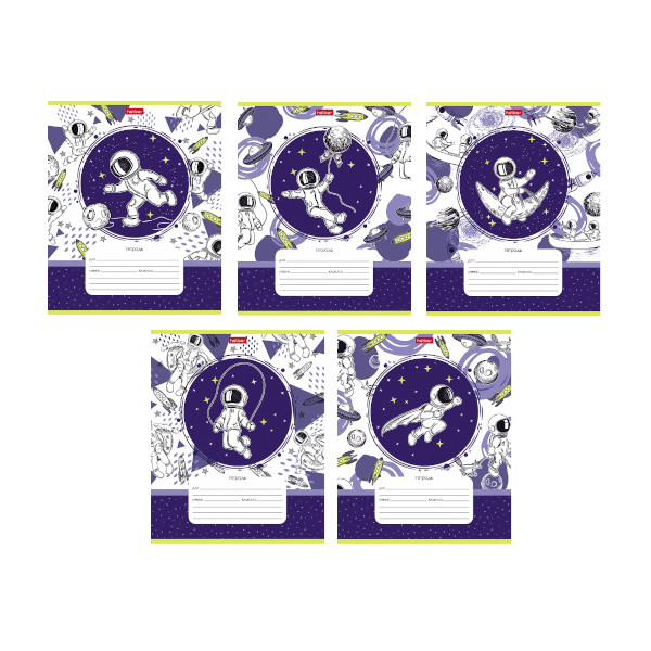 Тетрадь 12л А5 клетка "Астронавт" картон, ассорти 12Т5В1 Hatber