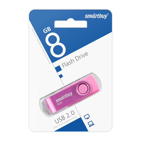 Память Flash Drive 8GB USB 2.0 Smartbuy Twist розовый 