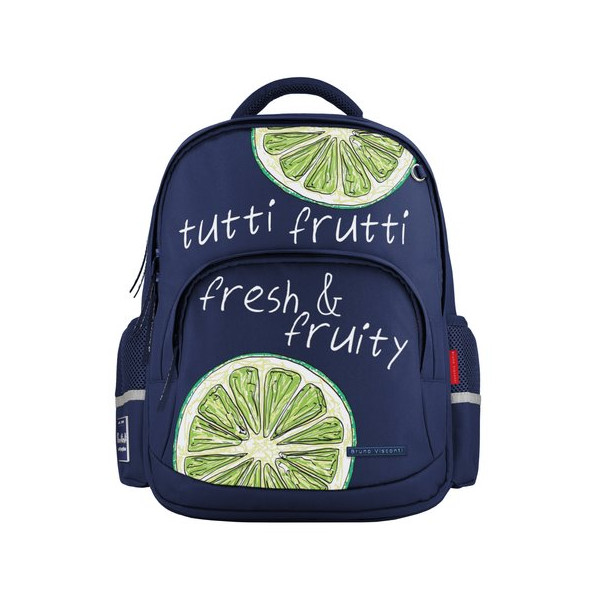 Рюкзак Bruno Visconti "FRESH & FRUITY. ЛАЙМ" 30*40*19см, черн., водонепр, эргон.сп. 12-002-216/02