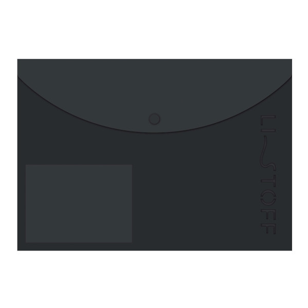 Папка-конверт на кнопке А5, 1отд., 180мкм, черный, 2 наклад.карм. "Style 2" ПКП50296 Listoff