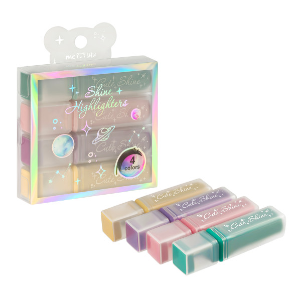 Набор текстовыделителей 4цв MESHU "Shiny" жел.роз.зел.фиол/скош/1-5мм MS_64285