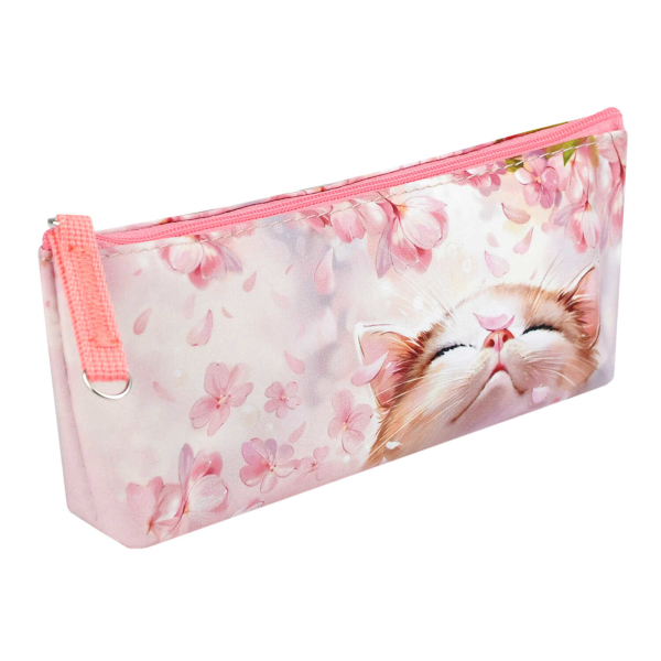 Пенал-косметичка 1 отд., 21*8*3,5см "Цветочный кот" без напол., микрофибра на ПВХ-осн. 68409 Феникс+